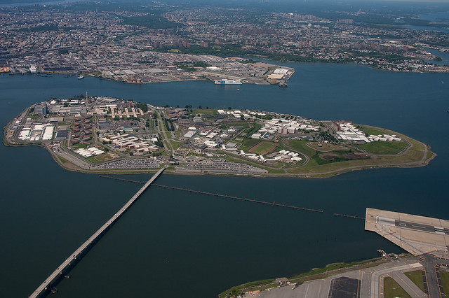 Rikers Island, first opened in the 1930s, has become controversial for its violence and corruption in recent decades. (Courtesy of Flickr)