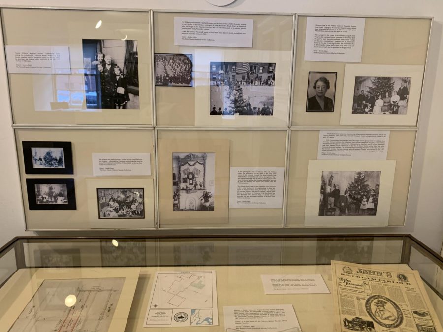 The exhibit, pictured above, is mainly made up of photographs detailing the architecture and layout of Mott Haven. (Gracie Davis/The Fordham Ram)