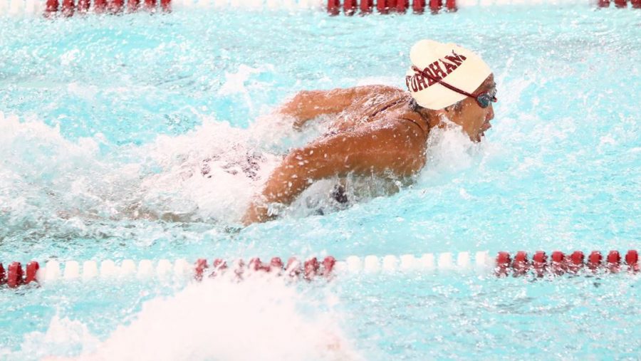 Fordham Swimming and Diving hosted its final home meet of the season. (Courtesy of Fordham Athletics)