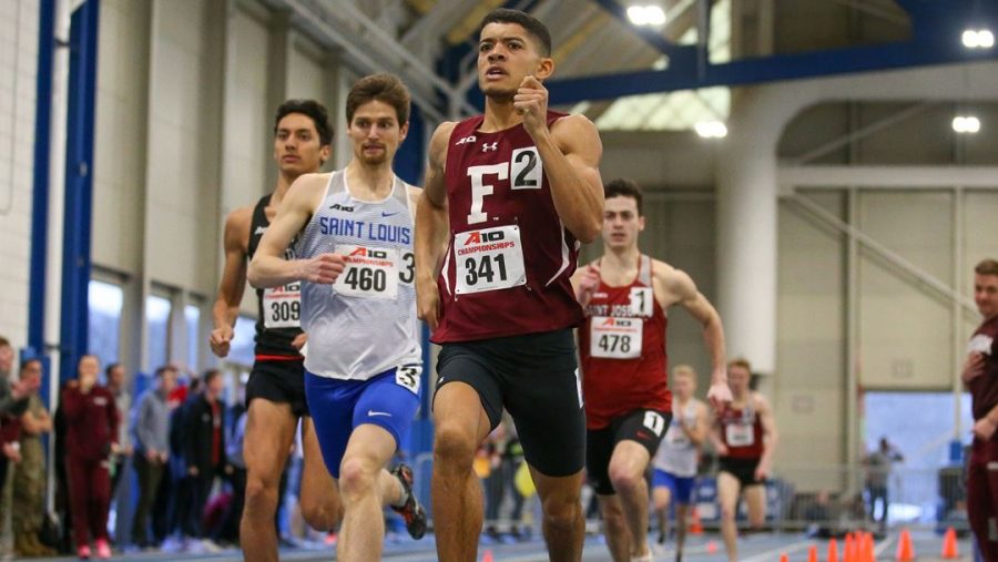 LaDucas (pictured above) 4x800 relay team was one of many with a season-best time on the weekend. (Courtesy of Fordham Athletics)