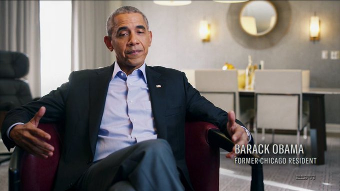 Former President Obama (above) was interviewed for The Last Dance as a Former Chicago Resident. (Courtesy of Twitter)