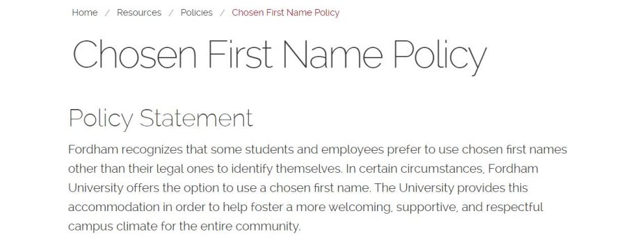 Fordham is now accomodating students and employees that go by a name different than their legal one. (Mackenzie Cranna/The Fordham Ram)
