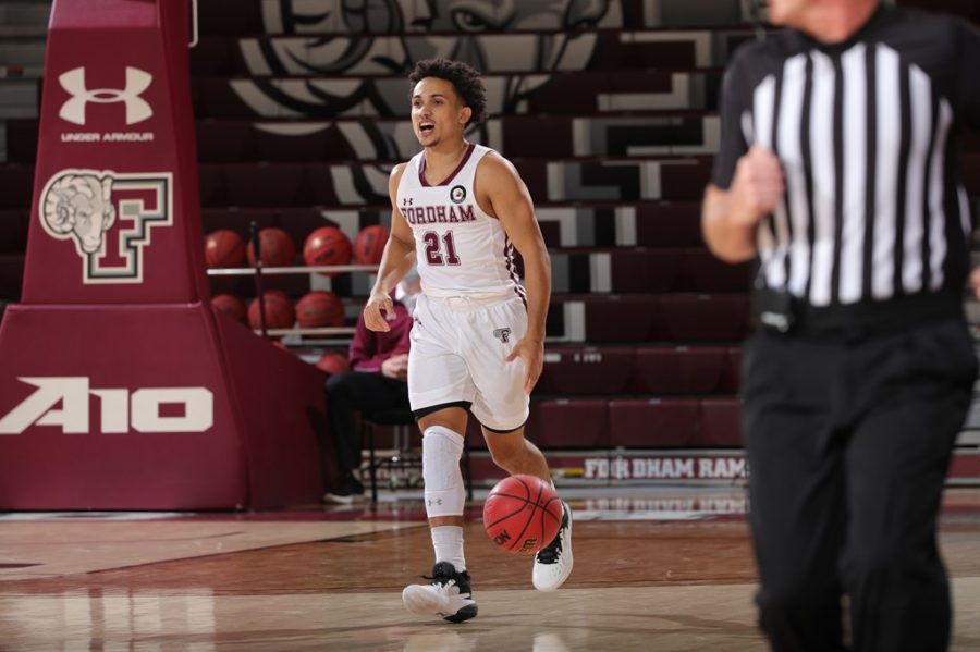 Navarros (above) 17-points was not enough to take the Rams above UMass. (Courtesy of Fordham Athletics)