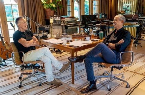 Bruce Springsteen (left) and former President Barack Obama (right) join to launch an eight-episode podcast series. (Courtesy of Facebook) 