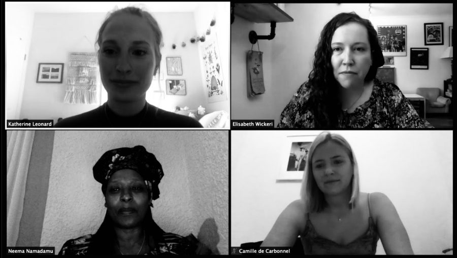 She’s the First holds a discussion with activist Neema Namadamu on female perspectives of identity-based violence. (courtesy of Kat Timofeyev)