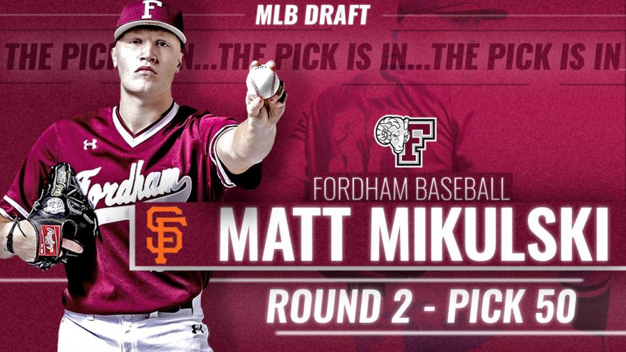 Mikulski is the second-highest pick in Fordham history, trailing only a fellow pitcher, Pete Harnisch.   (Courtesy of Fordham Athletics)