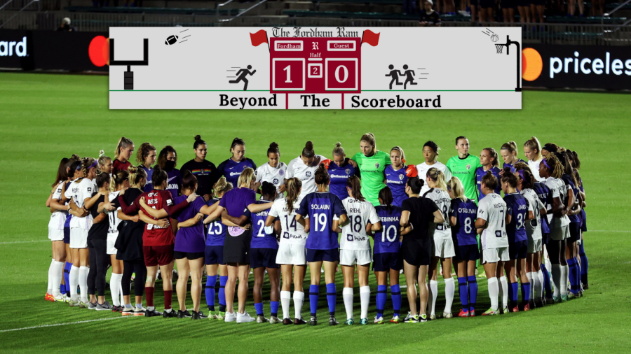 Teams across the NWSL stopped play and locked arms at the sixth minute of their Oct. 6 matches. (Courtesy of Twitter)