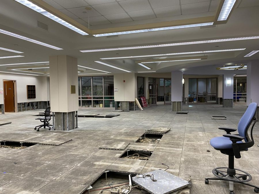 Walsh Library sustained major damage due to heavy flooding earlier this semester. (Courtesy of Emma Kim)