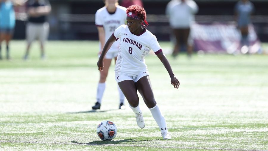 Etienne lasered home a free kick for her first goal of the season. (Courtesy of Fordham Athletics)