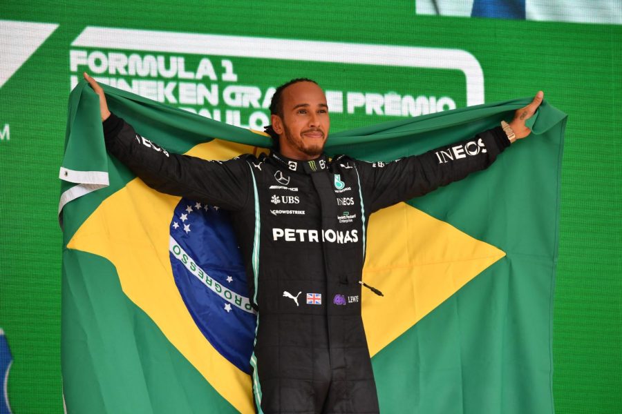 Lewis Hamilton cut through the field to win the Sao Paolo Grand Prix (courtesy of Twitter).