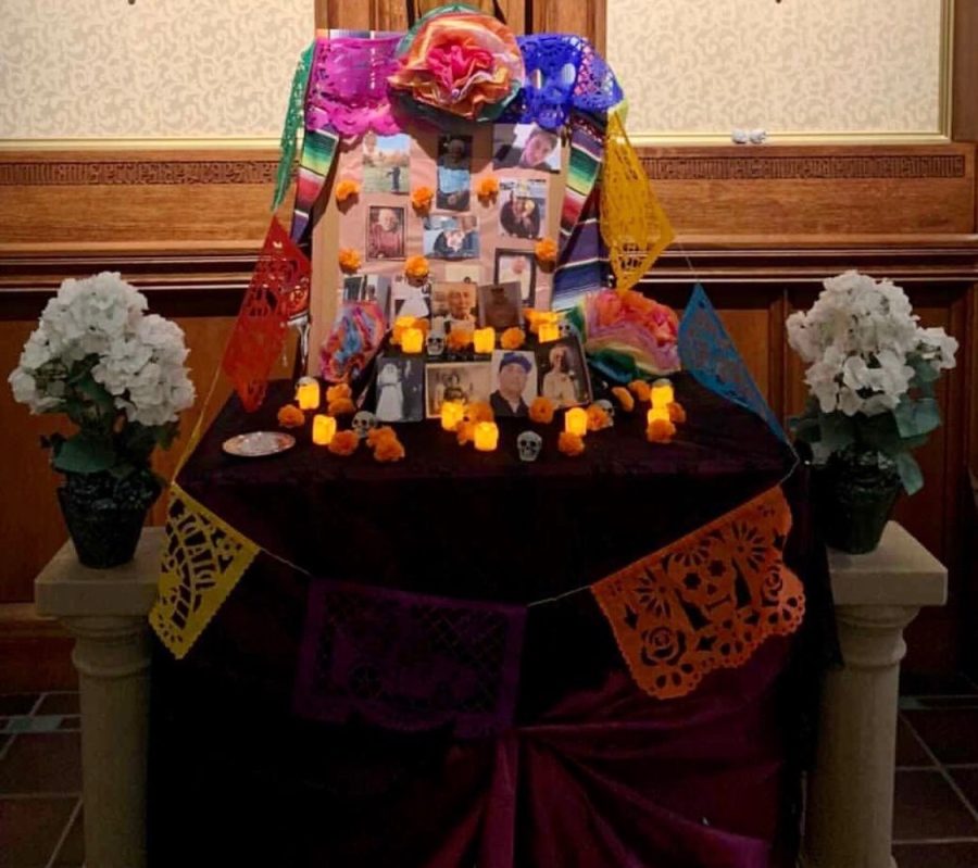 A+traditional+ofrenda+that+was+assembled+in+University+Church+to+celebrate+Dia+de+los+Muertos+%28courtesy+of+Instagram%29