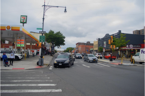 The intersection of E. Fordham Rd. and Arthur Avenue, a thriving part of the Bronx community just steps from campus. (Courtesy of Michael Pappano)