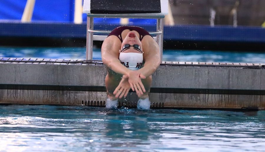 In their first travel meet of the season, the swim team had swimmers break three old school records. (Courtesy of Fordham Athletics)