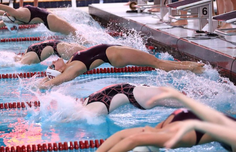 The womens swim team keeps their perfect season alive at 5-0, while the men dip to 2-3. (courtesy of Fordham Athletics)