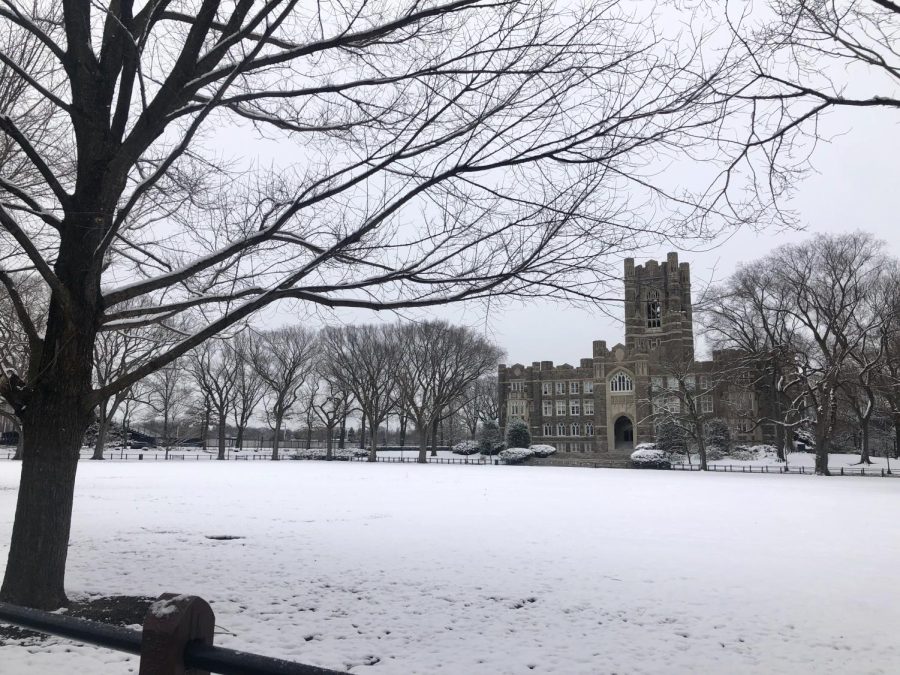 Fordhams campus often faces snow in the winter. (Courtesy of Pia Fischetti/The Fordham Ram)