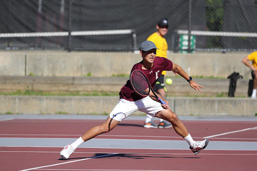 Toi Kobayashi battled for a win in both singles & doubles last weekend at home vs. Navy. (Courtesy of Fordham Athletics) 