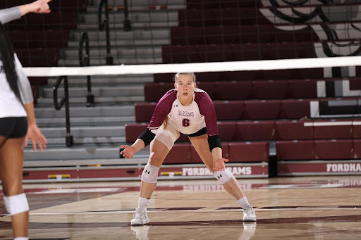 Lipski prepares to return the opposition's serve during last year's Rose Hill Classic. (Courtesy of Fordham Athletics)