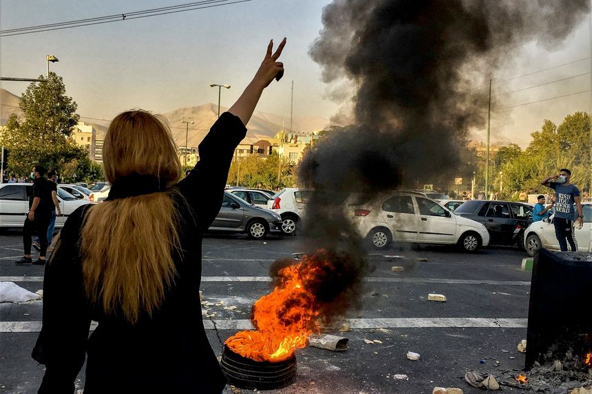 Protests erupted in Iran last month following the suspicious death of Mahsa Amini while in police custody. (Courtesy of Twitter)