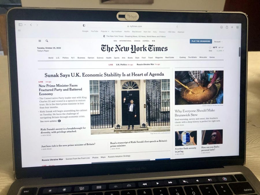 Students now are able to access the New York Times for free. (Courtesy of Pia Fischetti/The Fordham Ram)