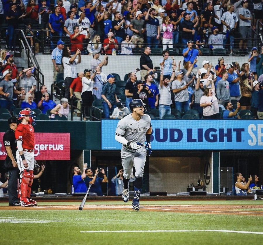 Aaron Judge is now the American League and Yankee home run king. (Courtesy of Twitter)
