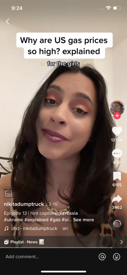 Nikita Redkar, also known as  @nikitadumptruck, creates content for young women to easily understand current events through a comical perspective. (Courtesy of TikTok)