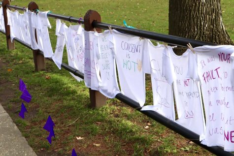 The Clothesline Project involves asking students and others to write words of affirmation and encouragement to survivors of sexual assault and harrasment on white t-shirts. (Courtesy of The Fordham Ram/Pia Fischetti)