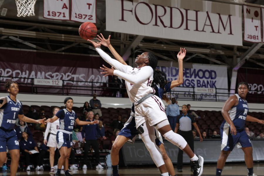Women’s Basketball hung tough against a strong Maryland team. (Courtesy of Fordham Athletics)