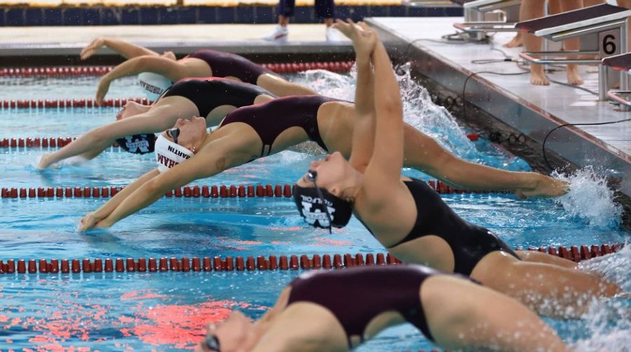 The Fordham Womens Swim and Dive team dominated Georgetown. (Courtesy of Fordham Athletics)