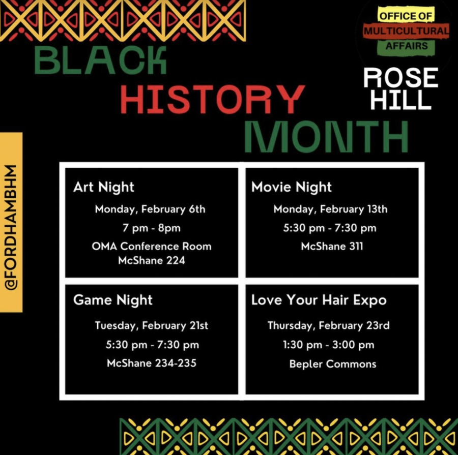 Fordham’s Office of Multicultural Affairs (OMA), is hosting a series of events throughout the month of February to celebrate the overlooked accomplishments of Black Americans. (Courtesy of Instagram)