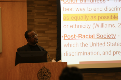 Clarence Ball, director of diversity, equity and inclusion at the Gabelli School of Business, hosted a lecture and workshop on antiracism and allyship. (Courtesy of Ayla DSilva for The Fordham Ram)