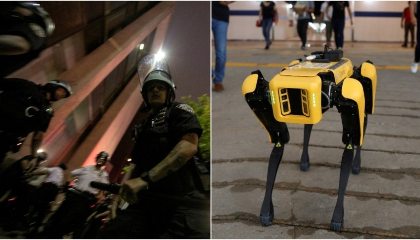 NYPD is using a robot from the company Knightscope to patrol a subway station. 