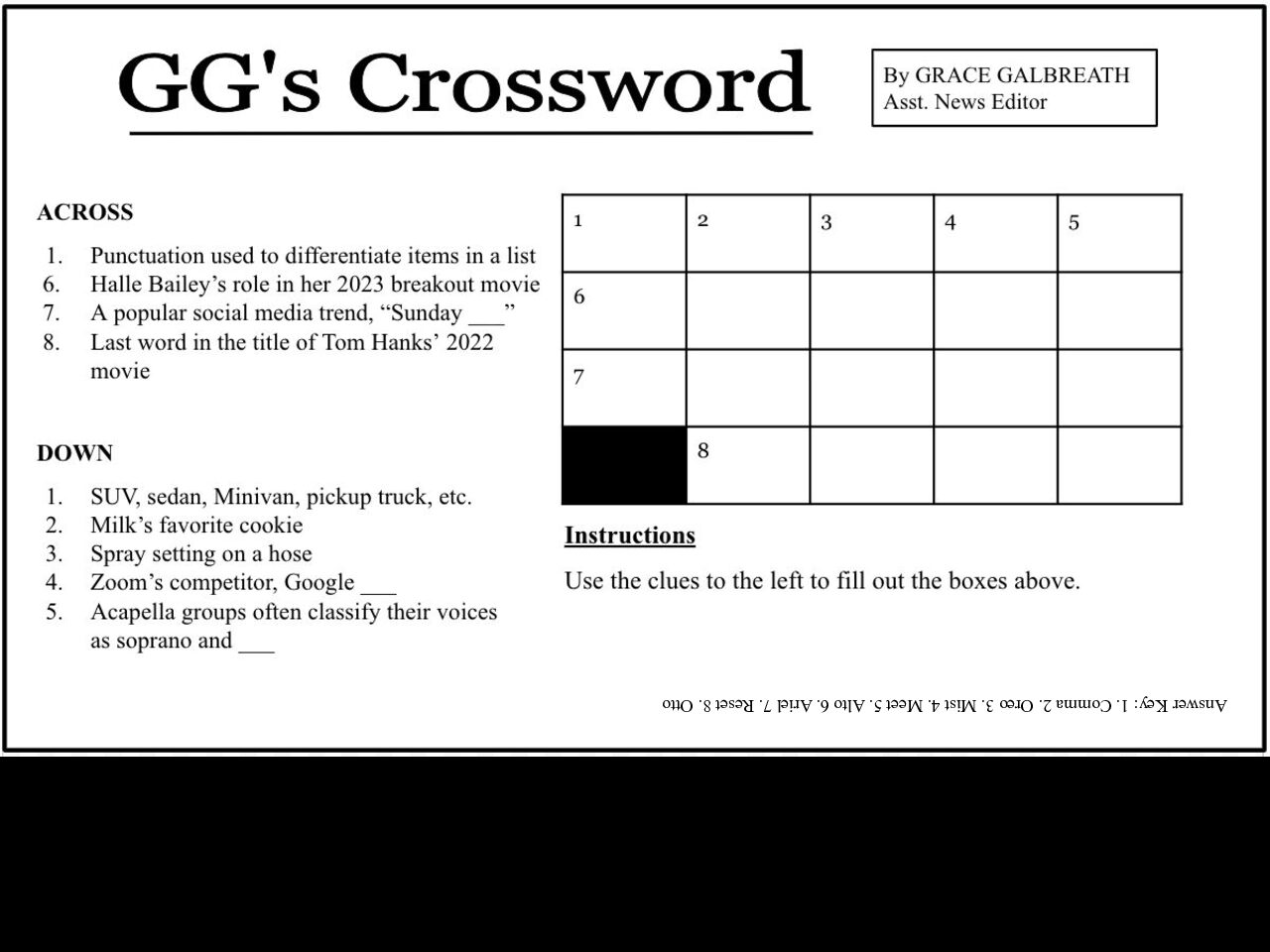 Answer Key to GG s Crossword Issue 18 The Fordham Ram