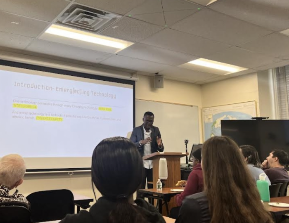 Obidiaghas talk illustrated how the intersectionality of his studies combine his passions for technology and his Catholic faith, through his guest lecture for Fordham’s IPED program. (Courtesy of Collins Obidiagha for The Fordham Ram)