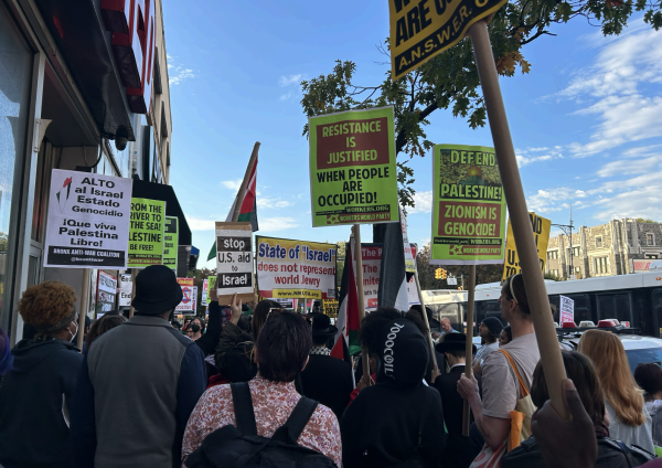 On Oct. 24, rallygoers gathered on East Fordham Road to show support for Palestine and refute Torres’s statement. (Courtesy of Isabel Danzis/The Fordham Ram)
