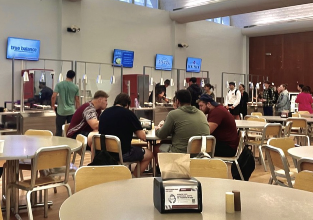 Marketplace II on the second floor of the McShane Campus Center, as well as a temporary dining hall in Bepler Commons, serve the same food as seen in the Marketplace, being the closest substitute to the cafeteria while it undergoes renovations.  (Courtesy of Mia Battista for The Fordham Ram)