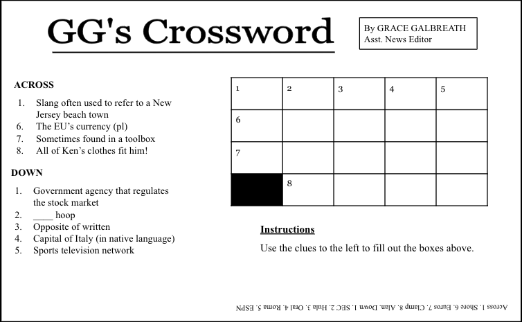 Answer Key to GGs Crossword Issue 20