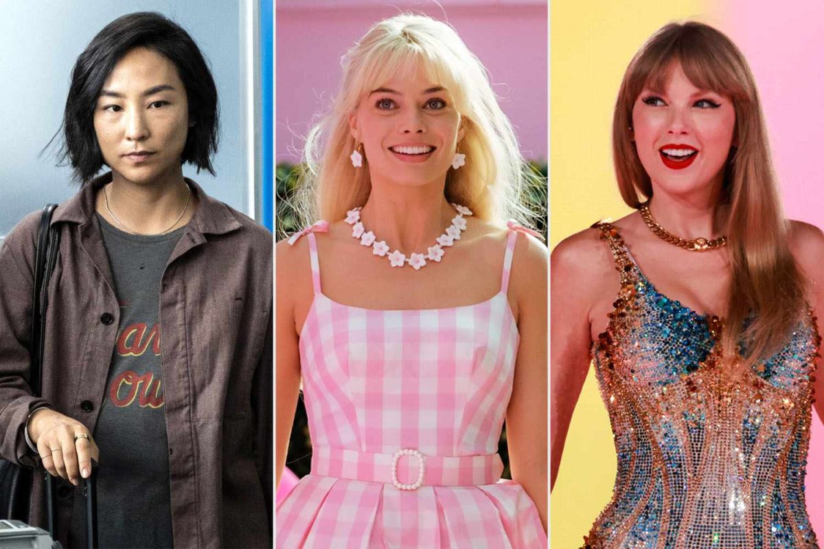 Pictured above are some of the female Golden Globe nominees Greta Lee, Margot Robbie and Taylor Swift. (Courtesy of Twitter)