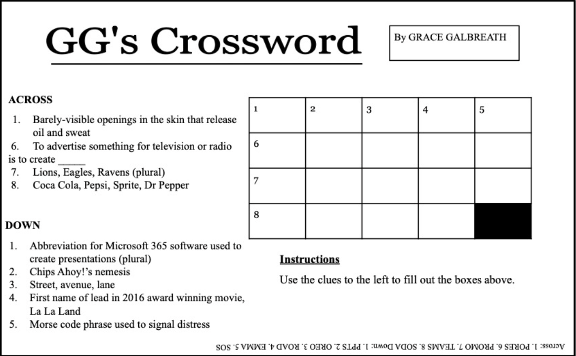 Answer to GGs Crossword Issue 2