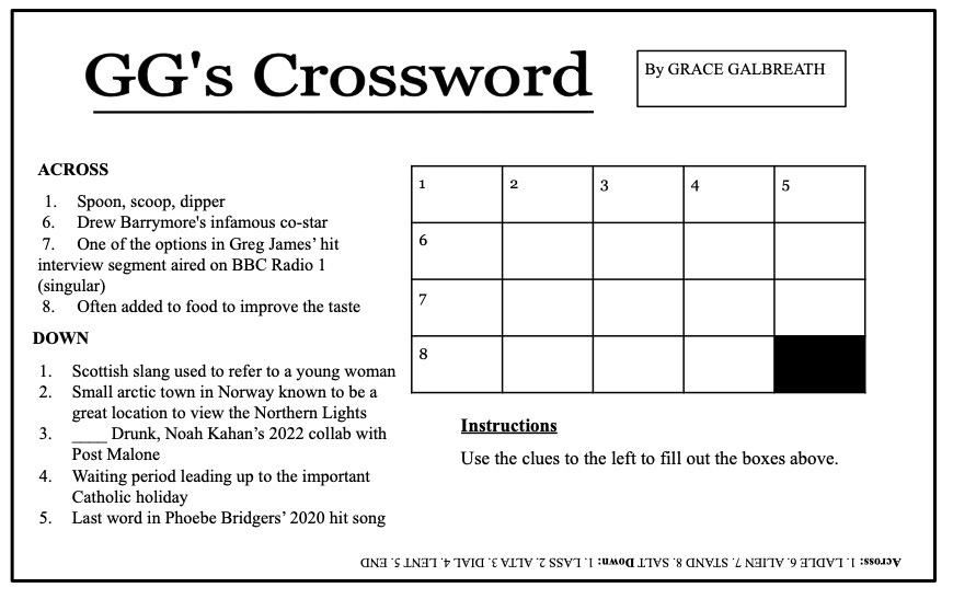 Answer to GGs Crossword Issue 4