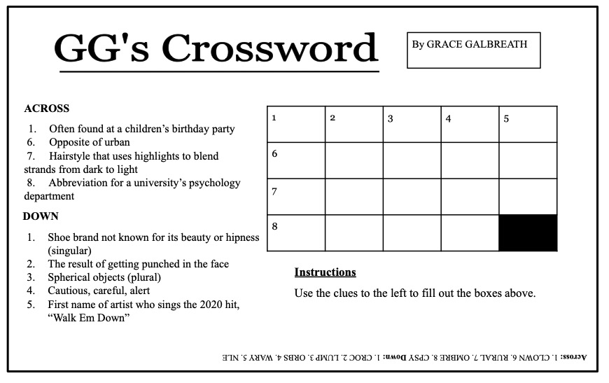 GGs Crossword Answers Issue 5