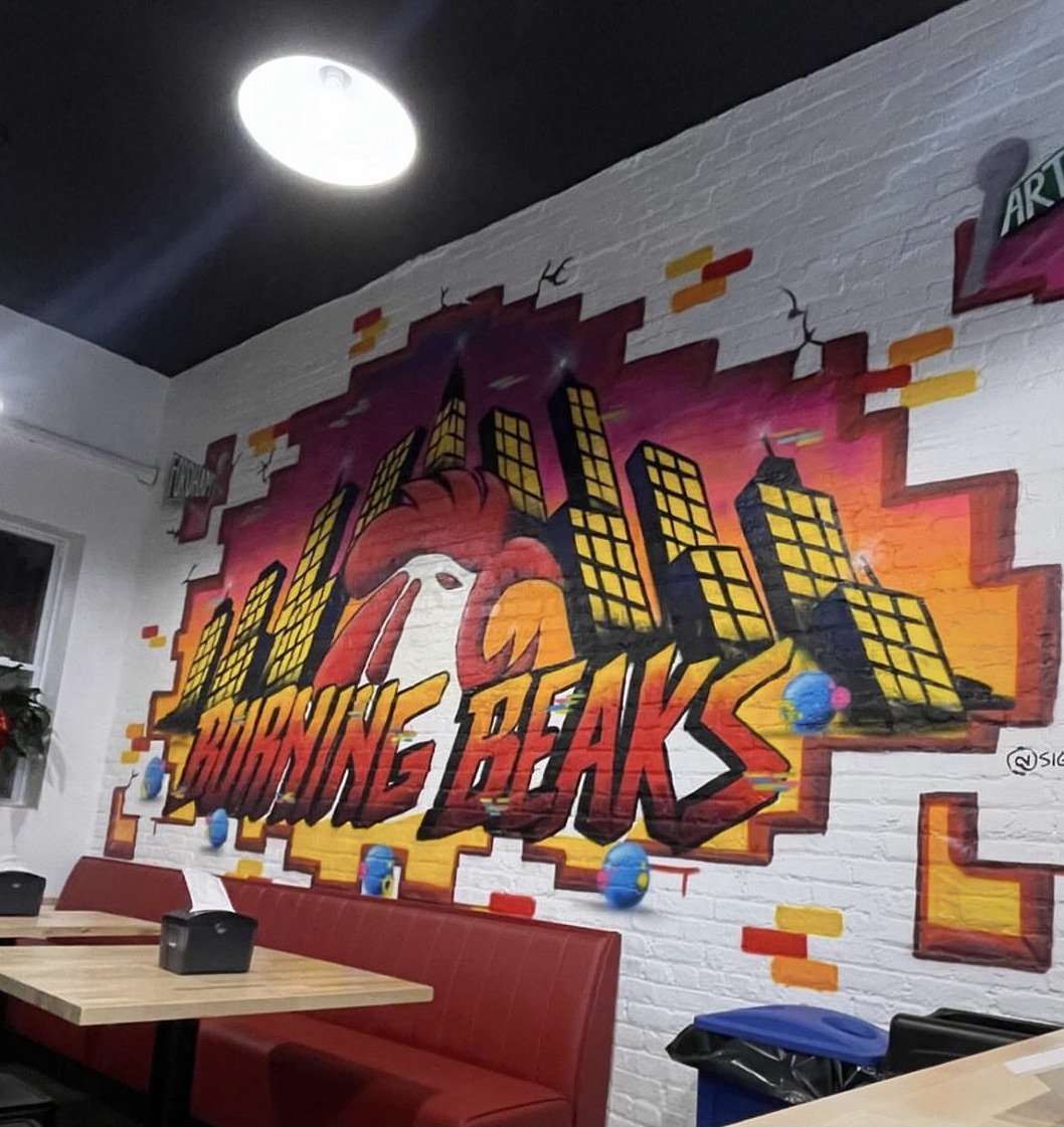 The restaurant features a specially painted mural from a local artist. (Courtesy of Instagram)
