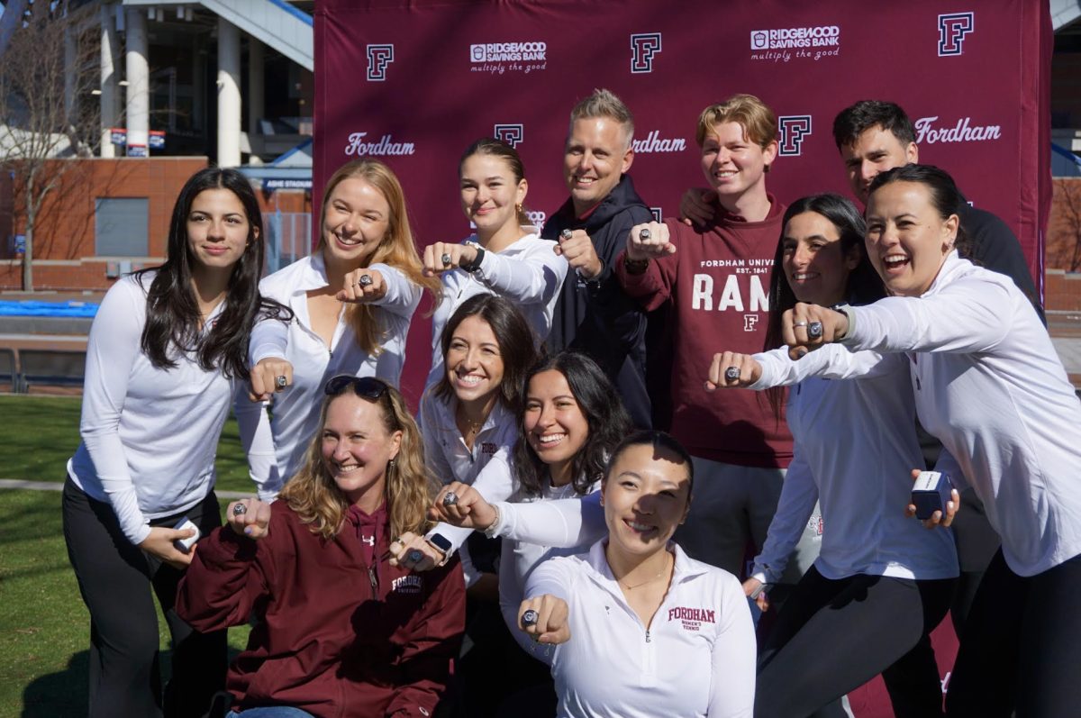 Women’s Tennis honored their graduating players this past Saturday, thanking them for all they have done for the program. (Courtesy of Lilian Verdi/The Ram)

