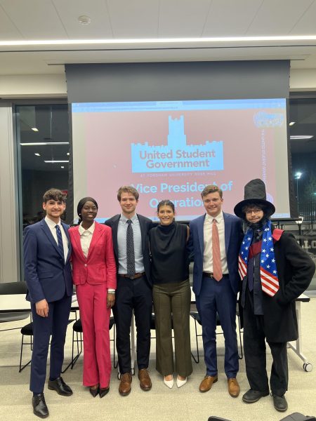 On Thursday, April 18, Fordham University Rose Hill United Student Government (USG) hosted “Meet the Candidates” for the executive tickets in the election for the 2024-25 academic year. (Courtesy of Mary Hawthorn/The Fordham Ram)