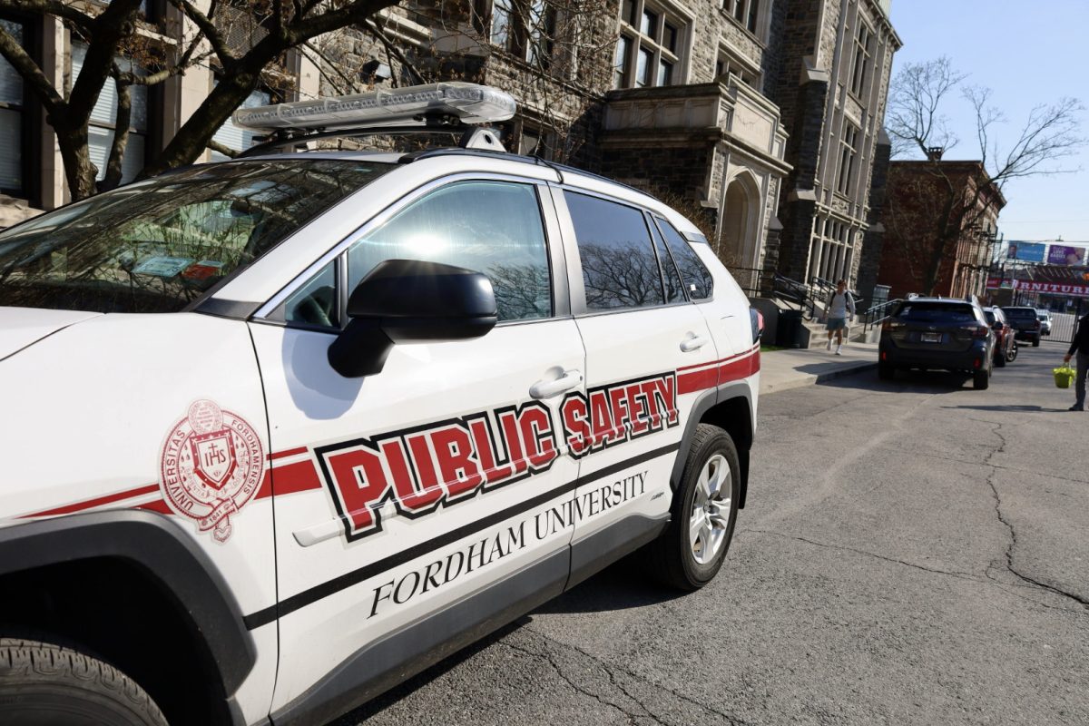 A Fordham Public Safety vehicle is parked on campus. (Courtesy of Mary Hawthorn/The Fordham Ram)