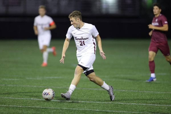 Junior forward Andre Insalaco makes a run for the Rams. (Courtesy of Cristina Stefanizzi for The Fordham Ram)