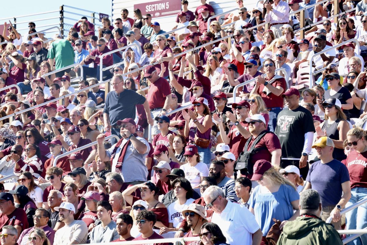 Families cheered for Fordham football on Family Weekend.