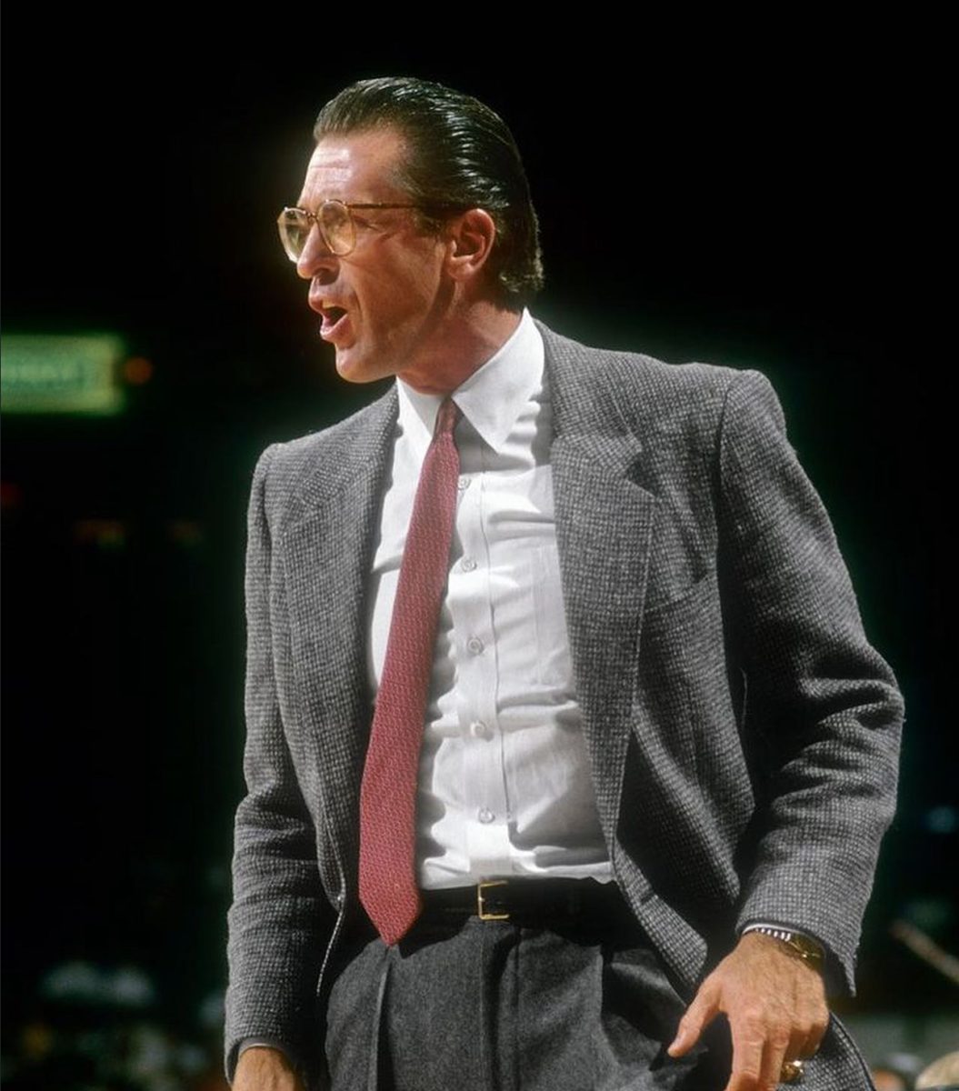 The era of Pat Riley (pictured) and sports jackets on the sidelines is over, but what led coaches to make such a stark stylistic transformation? (Courtesy of Instagram/@wallstreetmemoir)