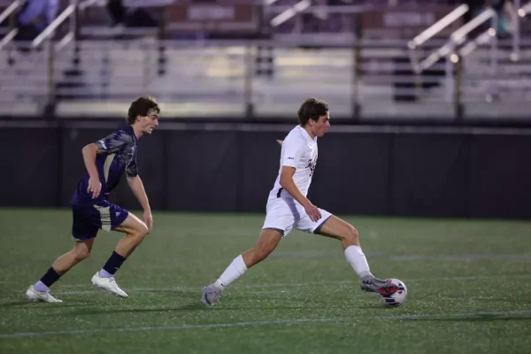 Daniel D'Ippolito maneuvers the pitch; he's up to nine goals and six assists on the season. (Courtesy of Fordham Athletics)