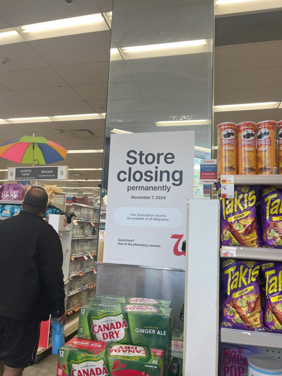 The Walgreens has posted signs around the store to inform customers of the upcoming closure. (Courtesy of Nora Malone/The Fordham Ram)