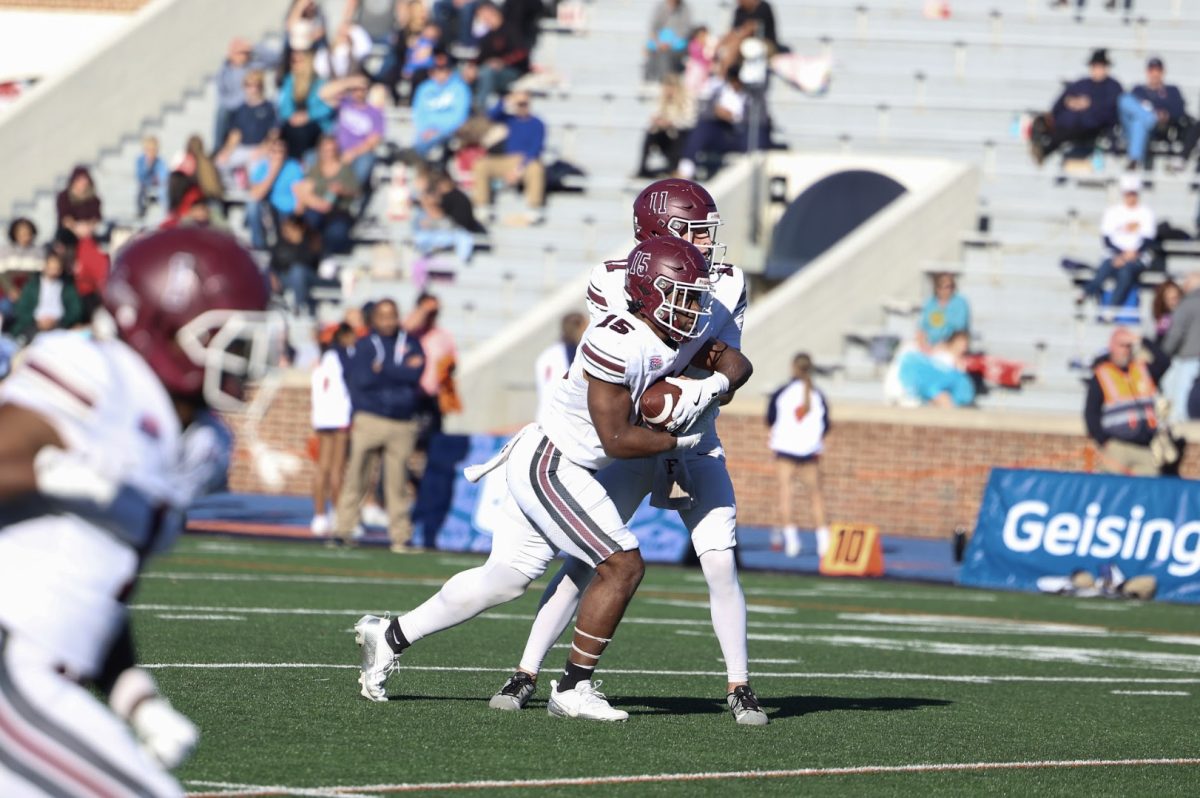 Senior Julius Loughridge has made the most of a lost season, and now sits just 253 yards out of 4th all-time on the Fordham career rushing list. (Courtesy of Cristina Stefanizzi for The Ram)